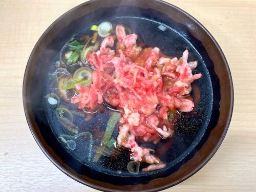 そばのスエヒロ（八丁堀）の太蕎麦（小）+紅しょうが天