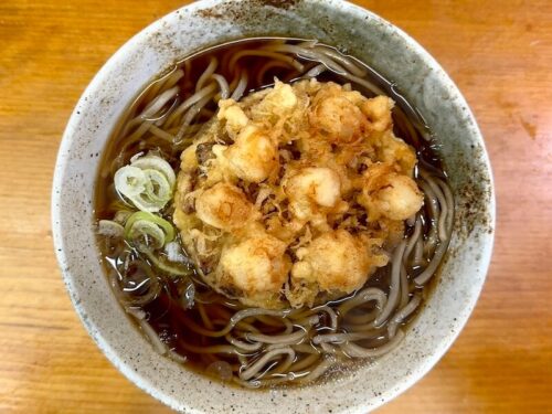 二葉の貝柱のかき揚げ天そば