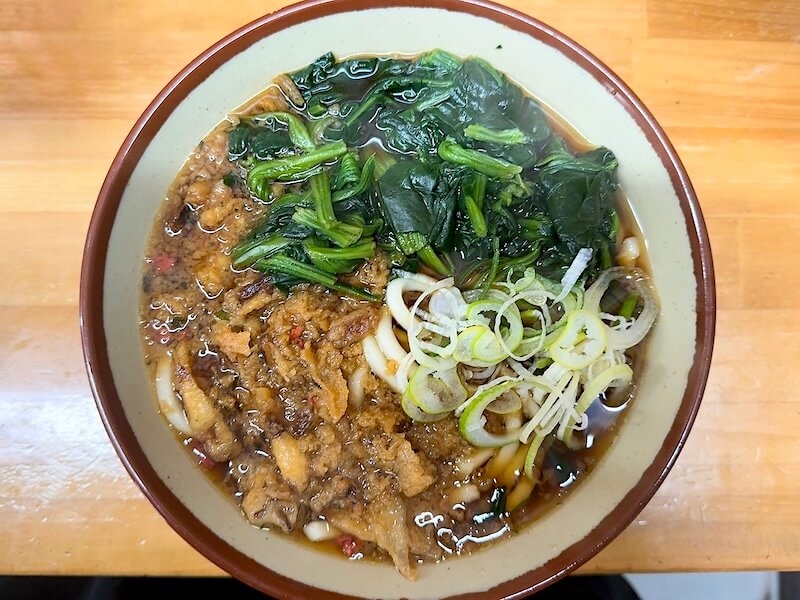そば谷(板橋本町)のたぬきほうれん草うどん