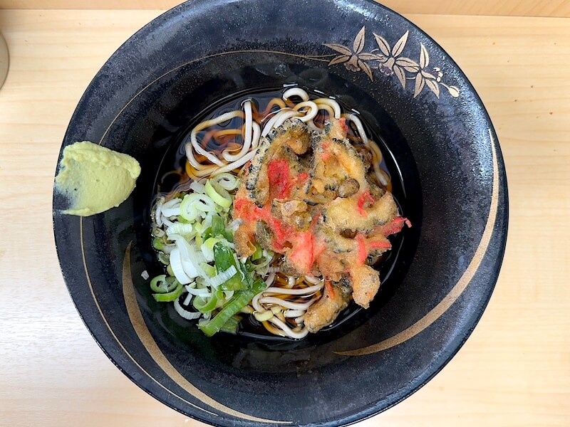 そばのスエヒロ（八丁堀）の冷やしそば（小盛り）+ゴーヤと枝豆のかき揚げ